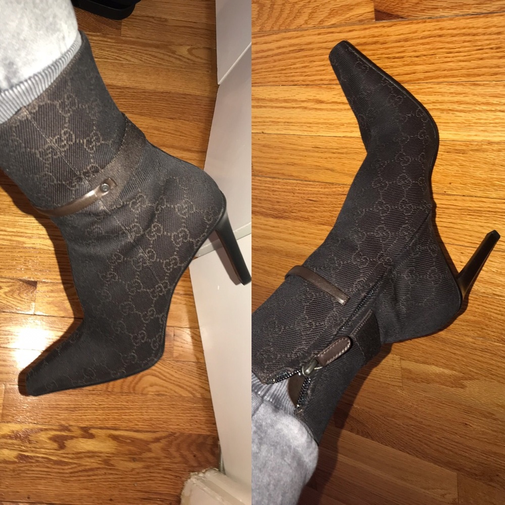 💯 Authentic GUCCI black GG Jacquard boots